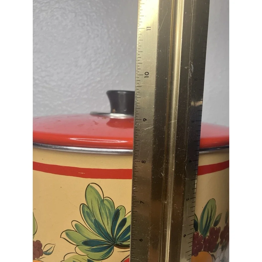 VTG Holt Howard France Fruit Festival Enamel Stock Pot 10